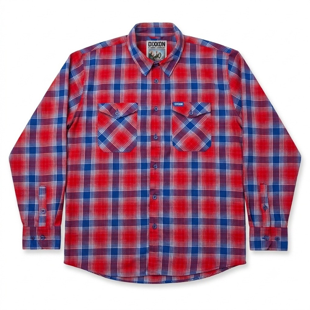 Dixxon The 95 Doohan Flannel Shirt Mens 3X‎ Red Blue Plaid LS Button Down D-Tech
